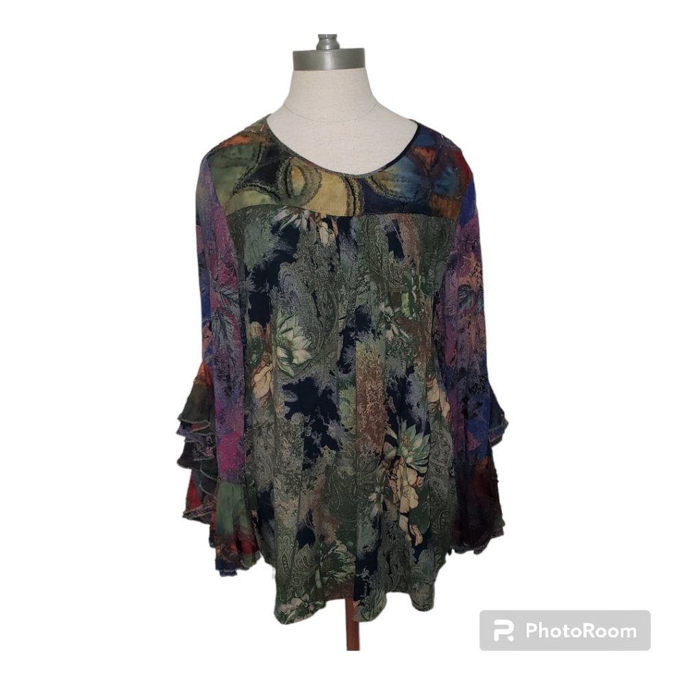 CT734 Ethyl Floral Long Sleeve Blouse S